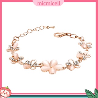 (micmicell) สร้อยข้อมือ กําไลข้อมือ สายโซ่ ประดับพลอยเทียม ดอกไม้ แฟชั่นสําหรับผู้หญิง