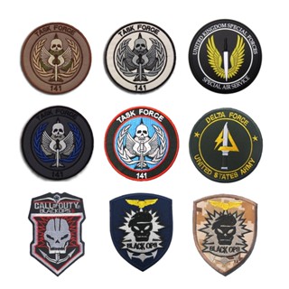 Task FORCE Call Of Duty แผ่นแพทช์ปักลาย Velcro สีดํา สําหรับเย็บติดกระเป๋ายุทธวิธี