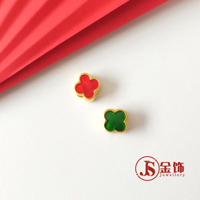 999 ทอง Budget สีแดง Lucky Leaf มินิจี้ 进口金999 红色 Aberugust 叶草迷你吊จี้ Bajet Emas
