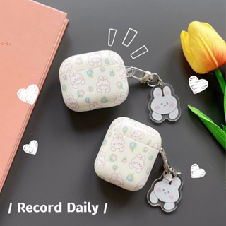 เคสหูฟัง สําหรับ airpods 1 2 pro 3 ลายดอกไม้ กระต่ายน่ารัก พร้อมพวงกุญแจ