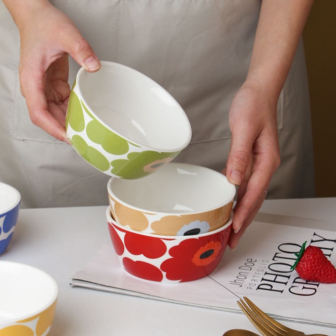 ชามเซรามิก Poppy bowl Marimekko สำหรับใส่อาหาร น้ำซุป คอนเฟลก อาหารเช้า น้ำจิ้ม น้ำสลัด และอื่นๆ