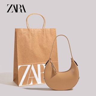 ZARA niche bag women s 2022 new autumn mini crescent bag hand-held shoulder bag leather texture armpit bag . กระเป๋า