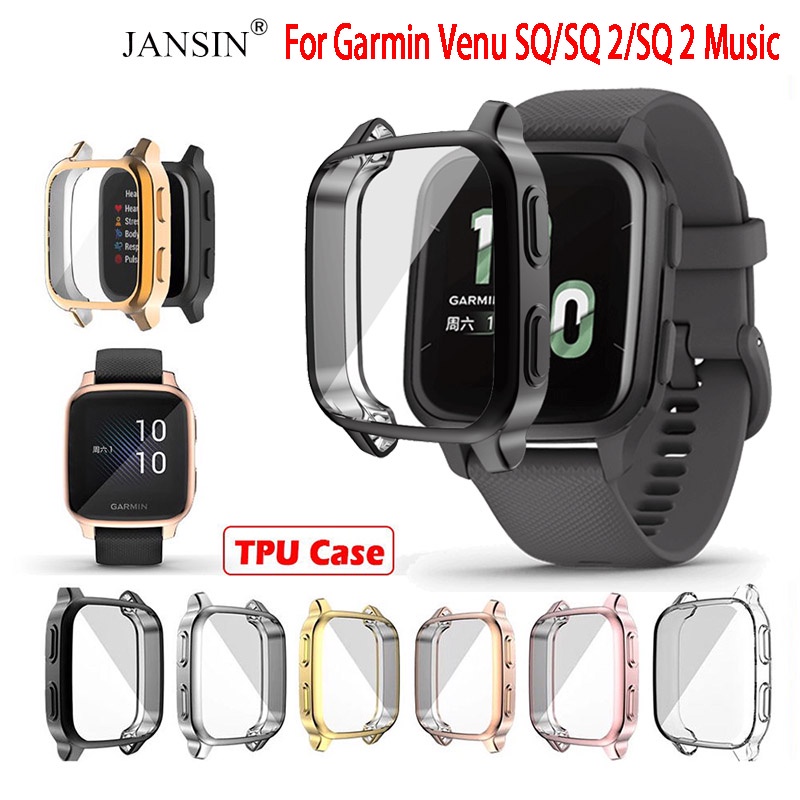 jansin เคส garmin venu sq 2 เคสกันกระแทก ยาง TPU เคสกรอบนาฬิกา ซิลิโคน สำหรับ Garmin Venu SQ SQ 2 Music สมาร์ทวอทช์ GPS