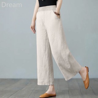 Linen wide-leg pants womens high waist vertical loose slimming cotton and linen womens pants cropped pants linen straight pants