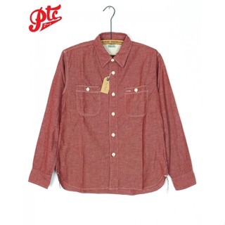 BURGUS PLUS HBP-300CH Selvedge Chambray Work Shirt Red