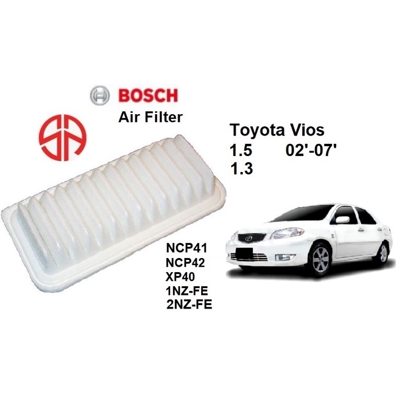 กรองแอร์ Toyota Vios XP40 Bosch 0986AF2144 Toyota Vios 1.5 NCP42 1.3 NCP41 2NZ-FE 1NZ-FE 17801-21030