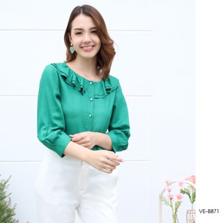 AMILA Blouse VE-B871 by VERONIQA Cotton ลินิน แขนยาว IGPU22-5