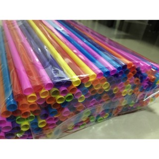 (ยกลัง 20ห่อ) หลอดงอ สีพาสเทล 8มม. (250 หลอด) หลอดทานตะวัน หลอดสีสัน