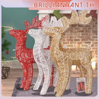 40ซม. ตกแต่งคริสต์มาส Elk Iron Art รูปปั้น Led Light โลหะหวาย Reindeer เครื่องประดับ Xmas Tree Scene Decor Props สำหรับกลางแจ้ง Bri