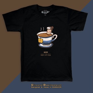 เสื้อยืดพรีเมียมสีดำลายชาร้อนชายและหญิง Black premium cotton 100 T-shirt Onsen Girl&amp;Boy Tea