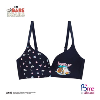 Bme เสื้อชั้นใน WE BARE BEARS รุ่น ME1A1J สีกรม สีชมพู (ลาย Chill at the Beach ) เข้าคู่กางเกงใน ME6C29