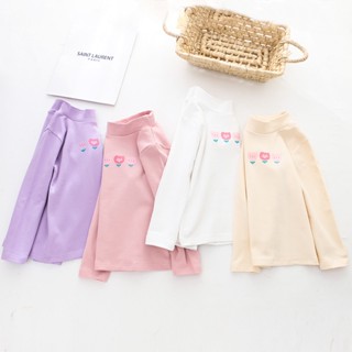 มาใหม่ เสื้อยืดแขนยาว คอสูง ลายดอกไม้ แฟชั่นฤดูใบไม้ร่วง สําหรับเด็กผู้หญิง -0928 2022