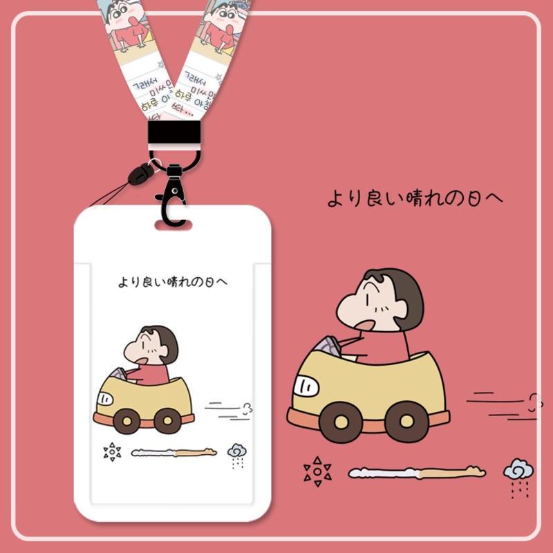 เคสการ์ด ลายการ์ตูนชินจัง พร้อมสายคล้องคอ สําหรับนักเรียน รถบัส บัตรอาหาร ไอซีการ์ด