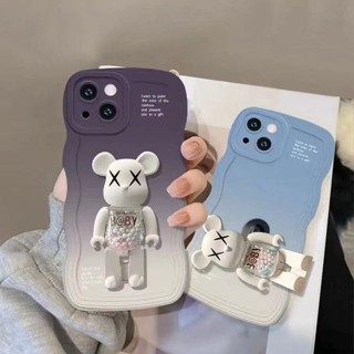 เคสป้องกันโทรศัพท์มือถือ แบบนิ่ม ลายหมี ไล่โทนสี กันกระแทก สําหรับ Apple Iphone 13 8 11 12 14Promax