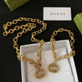 Gucci สร้อยคอ สร้อยข้อมือ จี้ตัวอักษร แฟชั่น หรูหรา