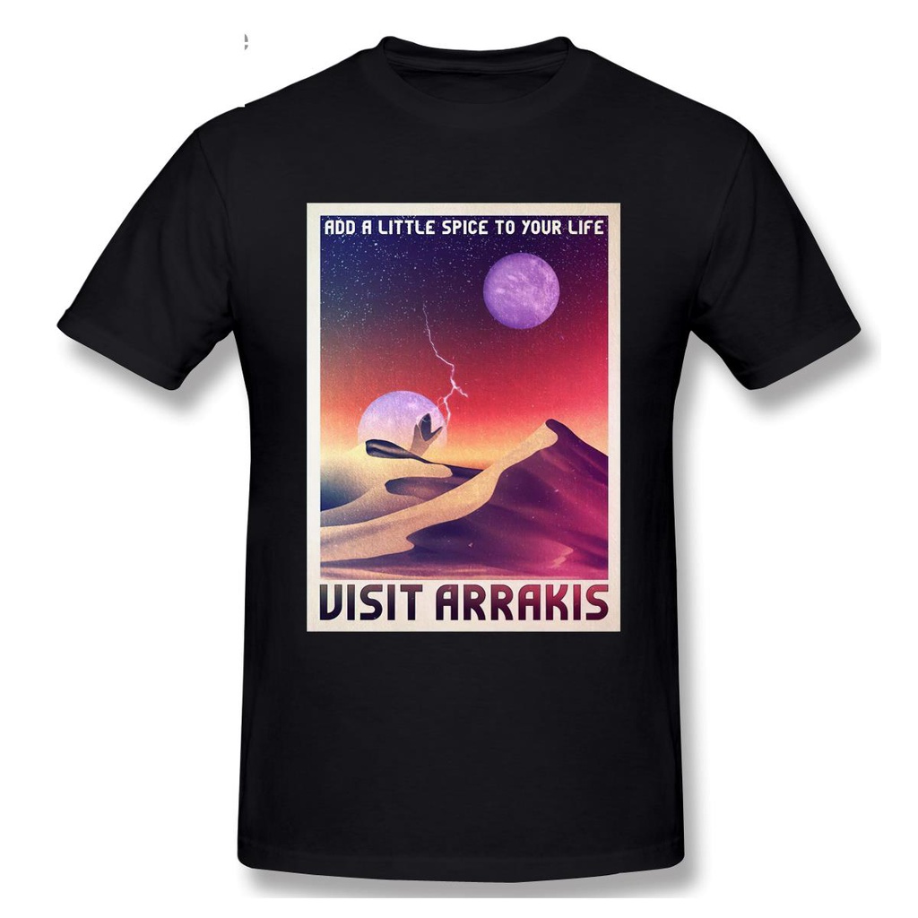 เสื้อวินเทจชาย หนังสือคลาสสิกนิยายวิทยาศาสตร์ Arrakis Dune เสื้อยืดผู้ชาย o-neck เสื้อยืดผ้าฝ้าย 100% เสื้อยืดด้านบน