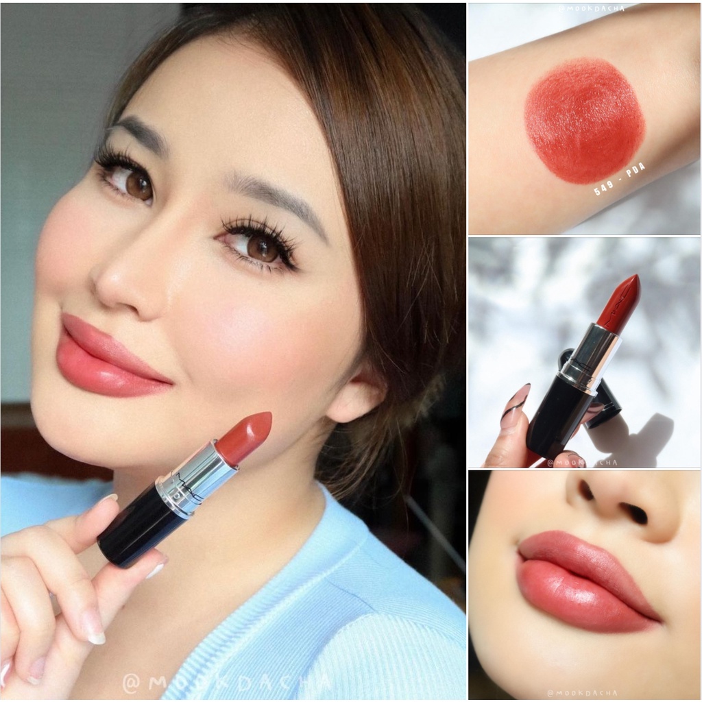 แท้ 100%) ฉลากไทยไซส์จริง M·A·C Lustreglass Lipstick 3g.  เนื้อ Lustre ที่ดีกว่าเดิม ที่ให้ความสวย แวววาว - รูปที่ 3