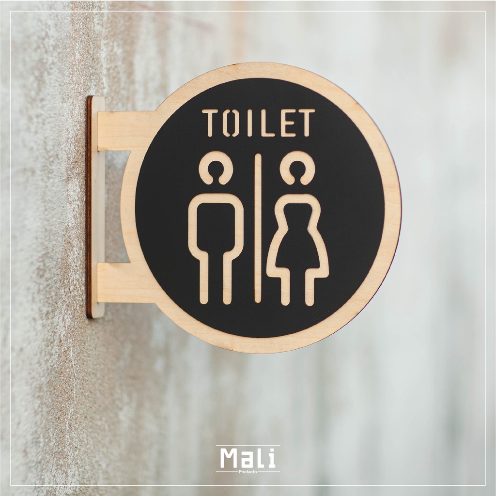 ป้ายห้องน้ำ  ไม้ ป้ายยื่น พร้อมเทปกาวสองหน้า พร้อมใช้