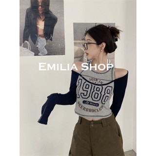 EMILIA SHOP  เสื้อครอป เสื้อ เสื้อผ้าแฟชั่นผู้หญิง เข้ารูป เซ็กซี่ สไตล์เกาหลี สําหรับผู้หญิง 2022 ใหม่  ins Chic คุณภาพสูง fashion S031057 36Z230909