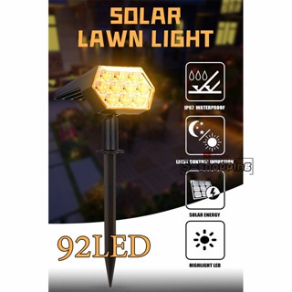 Warm white liht * 92 LED  Solar light ไฟติดผนัง+สวน พลังงานแสงอาทิตย์  2in1 *