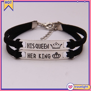 【Tl】สร้อยข้อมือกําไลข้อมือแฟชั่น His Queen Her King สําหรับคู่รัก