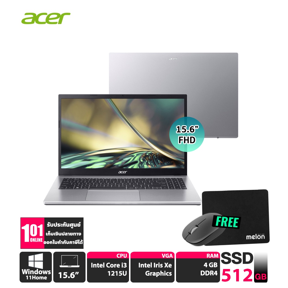 [ส่งฟรี]โน๊ตบุ๊ค ACER ASPIRE 3 A315-59-31F5/T0016 /intel i3/4GB/512GB