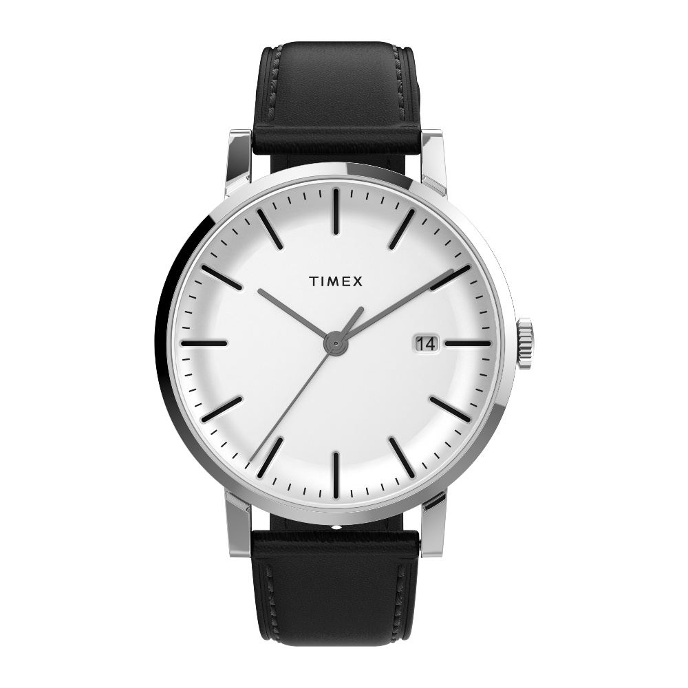 Timex TW2V36300 Midtown นาฬิกาข้อมือผู้ชาย สายหนังสีดำ หน้าปัด 38 มม.