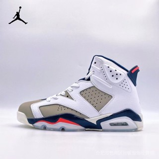 Air Jordan 6 Tinker manuscript รองเท้ากีฬาบาสเก็ตบอล สีขาว ฟ้า แดง สําหรับผู้ชาย ผู้หญิง 36-47.5 DHUN