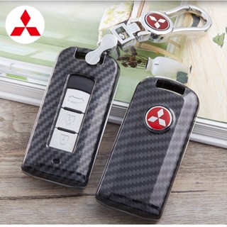 กรอบ-เคส ใส่กุญแจรีโมทรถยนต์ ลายเคฟล่า Mitsubishi Mirage,Attrage,Triton,Pajero,Expander Smart Key 2,3 ปุ่ม