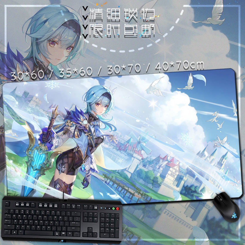 Genshin genshin eula eula อะนิเมะเกมเกมมือถืออุปกรณ์ต่อพ่วงแผ่นรองเมาส์แผ่นรองคีย์บอร์ดแผ่นรองโต๊ะ