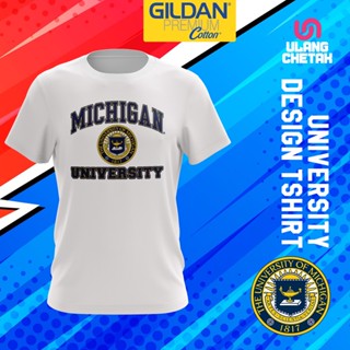 เสื้อยืดผ้าฝ้ายพิมพ์ลายแฟชั่น Gildan เสื้อยืด ผ้าฝ้าย พรีเมี่ยม พิมพ์ลาย Michigan University D09 สําหรับผู้ชาย และผู้หญิ