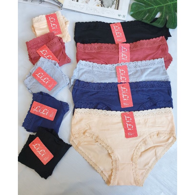 กางเกงในขอบลูกไม้ผ้านิ่ม (เอว M, L, XL,2XL)