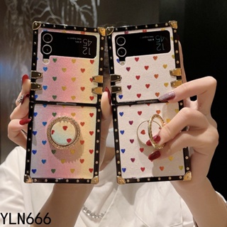 เคสโทรศัพท์มือถือ ทรงสี่เหลี่ยม แต่งกลิตเตอร์ พร้อมสายคล้อง หรูหรา สําหรับ Samsung Galaxy Z Flip3 5G Z Flip4 5G