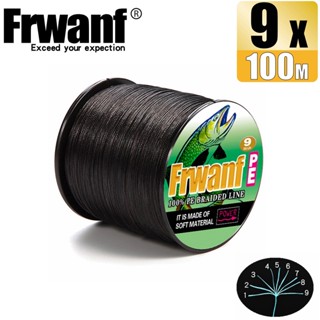 Frwanf สายเอ็นตกปลา แบบถัก PE X9 ยาว 100 ม. 9 เส้น สีดํา