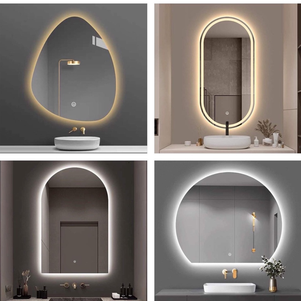 กระจกแขวนผนังห้องน้ําอัจฉริยะ LED สีแดง