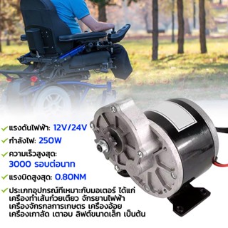 มอเตอร์ทดเกียร์ ชุดมอเตอร์สกู๊ตเตอร์ไฟฟ้า12/24V 250Wมอเตอร์กระแสตรงแบบแปรง ชุดแปลงจักรยานเป็นจักรยานไฟฟ้า