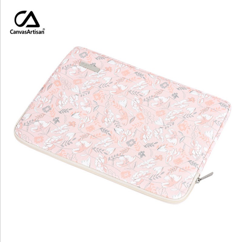 ₪CanvasArtisan Pink Floral Pattern Laptop Bag Waterproof Shockproof Leather Cover for Tablet Sleeve Case for Matebook A #8