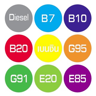 สติ๊กเกอร์แต่งรถ ประเภทน้ำมัน ดีเซล เบนซิล แก๊สโซฮอลล์ Diesel B7 B10 B20 G91 G95 E20 E85