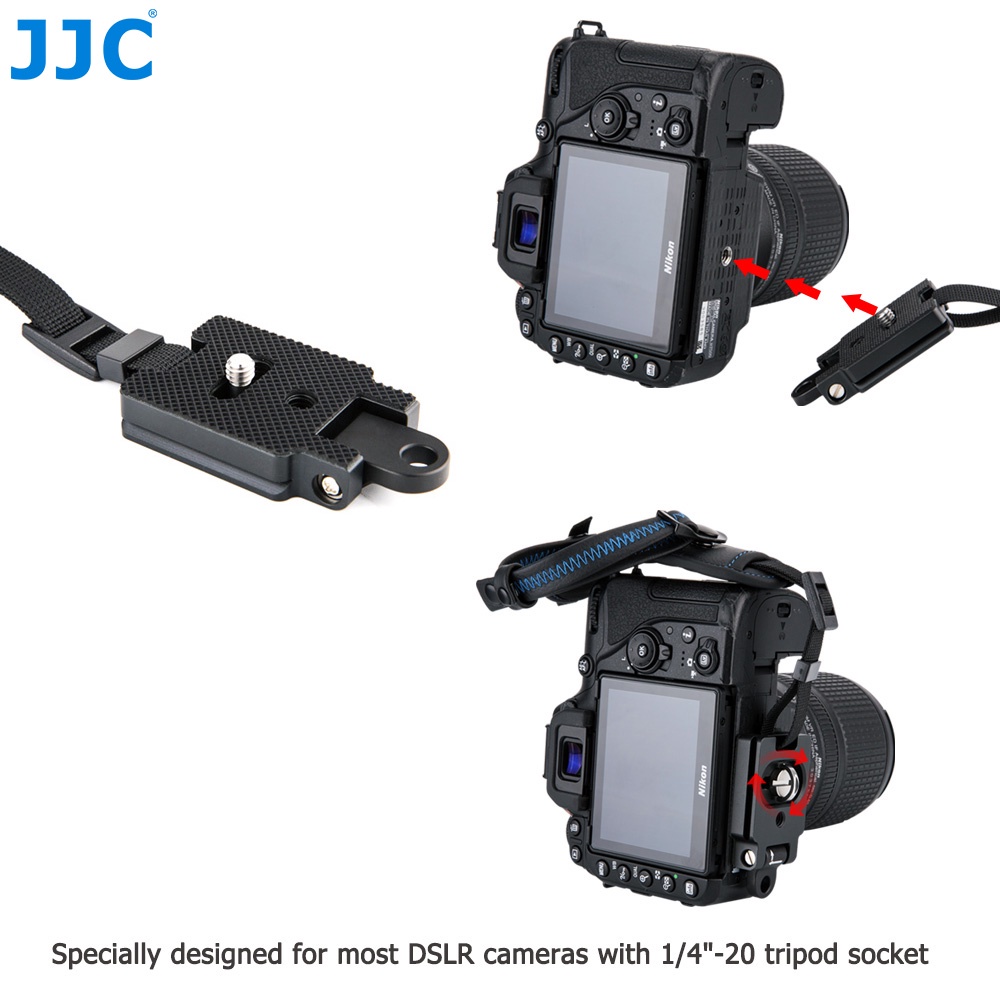 JJC HS-PRO1M สายคล้องข้อมือทั่วไป สําหรับกล้อง DSLR ARCA SWISS ปลดเร็ว พร้อมซ็อกเก็ต 1/4 นิ้ว -20 สําหรับกล้องมิเรอร์เลส Canon Nikon Sony Panasonic Olympus และกล้อง DSLR อื่นๆ