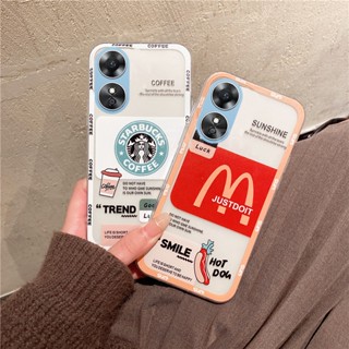 ใหม่ เคสโทรศัพท์มือถือแบบนิ่ม ใส กันกระแทก ลาย Starbucks สําหรับ OPPO A78 A98 A17 A17K A77S A77 A57 A96 A76 A16K A54 A16e 4G 5G 2023