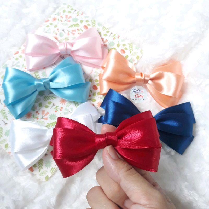 โบว์กิ๊บติดผม โบว์ริ้บบิ้นซาติน ขนาด10cm. มี 14สี - รูปที่ 4
