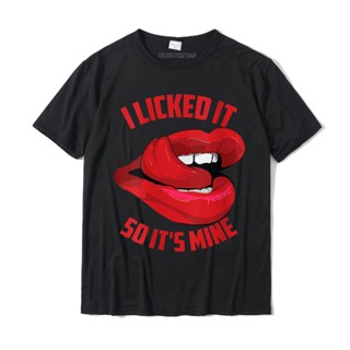 เสื้อคนอ้วนผญ Bayan komik I Licked It çok Mine sevimli seksi erkekler kadınlar yuvarlak boyun T-Shirt pamuklu üst giyim