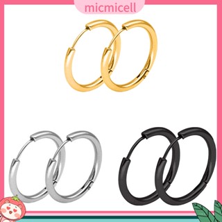 (micmicell) เครื่องประดับต่างหูห่วงสแตนเลสแฟชั่น Unisex 1 คู่