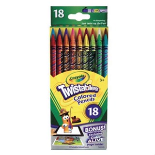 Crayola Twistables Colored Pencils สีไม้แบบหมุนได้ ไม่ต้องเหลา 18 สี