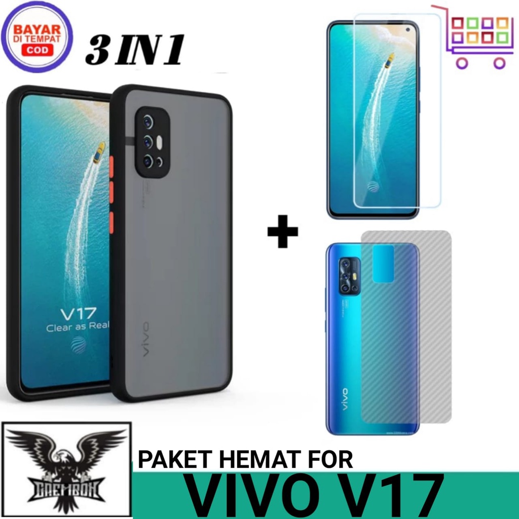 3IN1 SOFT CASE PACKAGE VIVO V17 CASE AERO DOVE ฟรีกระจกนิรภัยและคาร์บอน GARSKIN