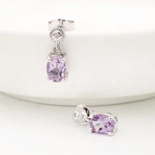 AR-Kang Collection***ต่างหูAmethyst ,White Cz(เงินแท้92.5%)