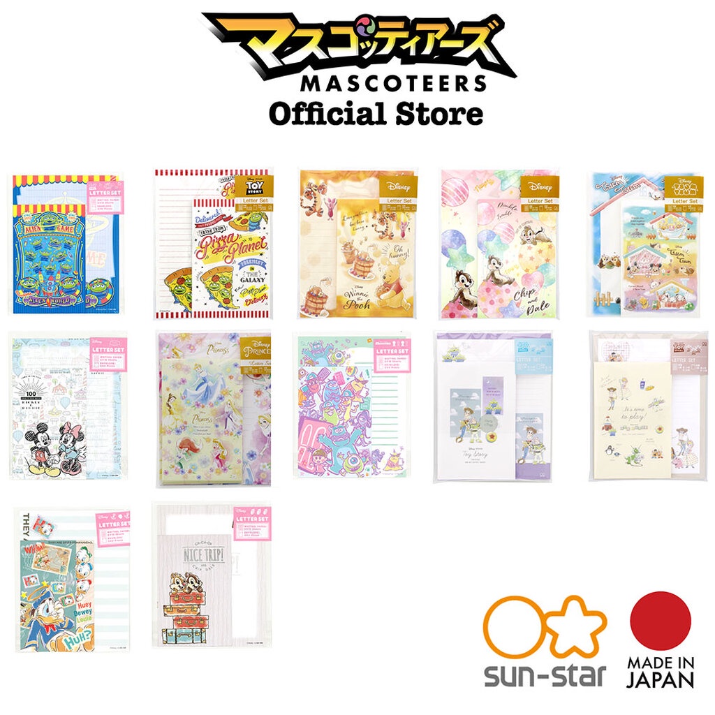 SUN-STAR DISNEY เซ็ตเขียนจดหมาย กระดาษเขียนจดหมาย letter set เขียนจดหมาย จากญี่ปุ่น