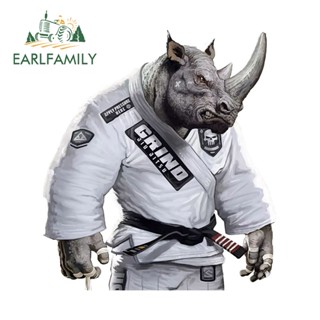 Earlfamily สติกเกอร์กันน้ํา ลายอนิเมะ Jiu Jitsu Rhinoceros Cool Fierce 13 ซม. x 11.7 ซม. สําหรับตกแต่งรถยนต์