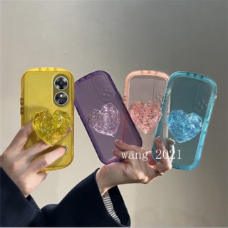 Ready Stock Fashion Casing เคส OPPO Reno8 T 5G 4G Reno 8T 8 T 2023 Phone Case Simple Solid Color Transparent with Gem Love Bracket Lens Protection Soft Back Cover เคสโทรศัพท