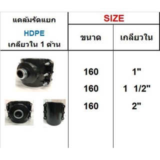 แคล้มรัดแยก HDPE เกลียวใน 1 ด้าน ขนาด 160 มิล